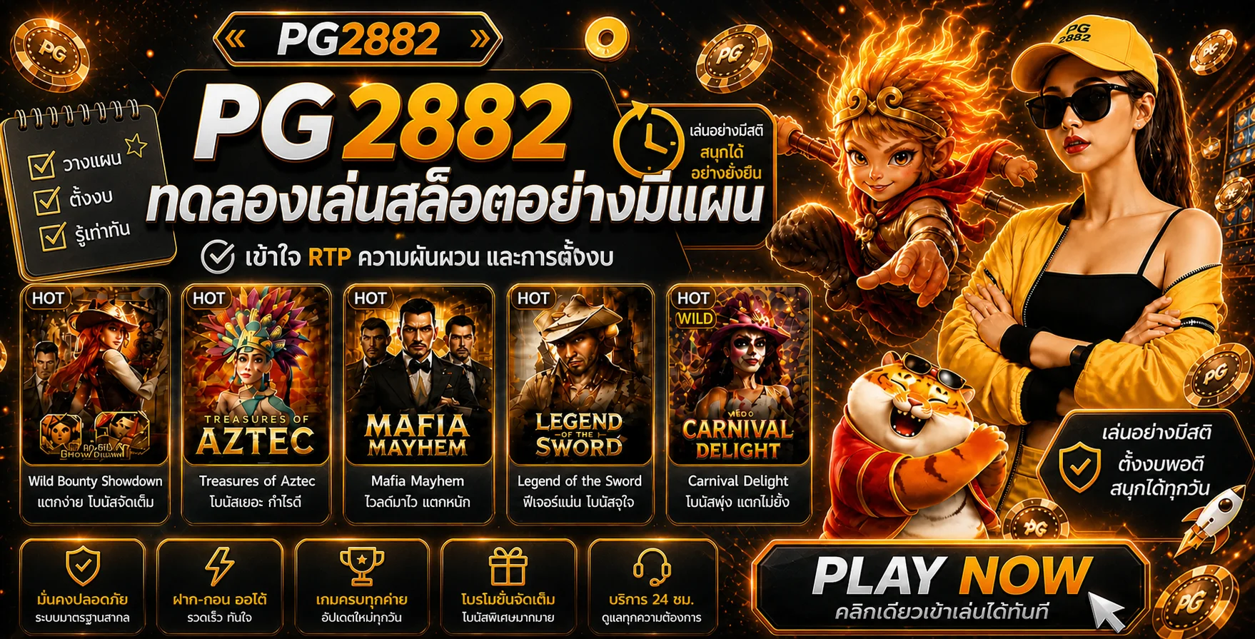 PG2882 ทดลองเล่นสล็อตอย่างมีแผน: RTP งบ และจุดหยุด